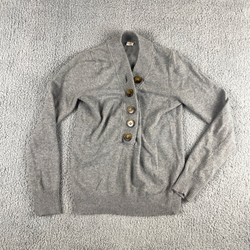 J. Crew Women's Small Gray Viscose Nylon Wool Button Up Long Sleeve Sweater